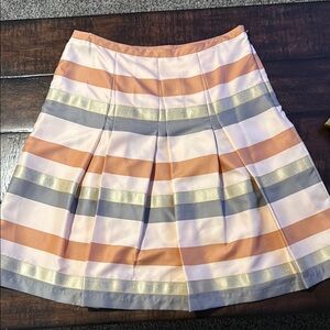 The Limited NWT Striped Pleated Skirt in Orange and Gray Pink & Green size small